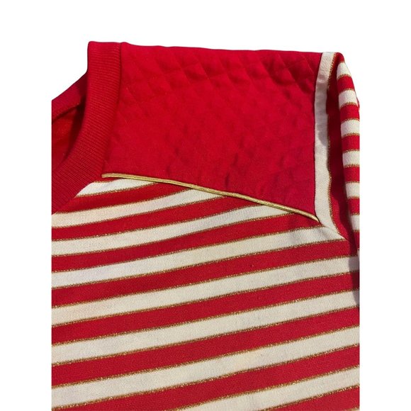 Vintage 80s Women's Lady Graff Striped Glitter Sweatshirt Top - Picture 6 of 6